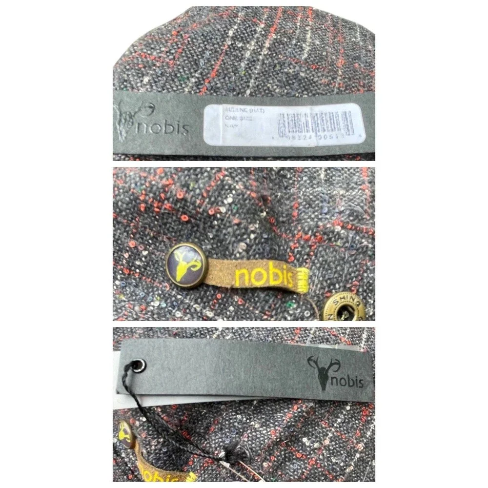 Nobis Plaid Tweed Faux Fur Ear Flaps Trapper Hat Cap Gray Red Winter Warm NWT